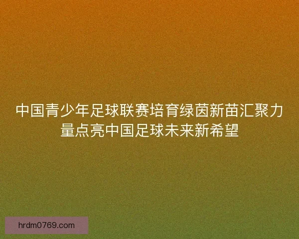 中国青少年足球联赛培育绿茵新苗汇聚力量点亮中国足球未来新希望