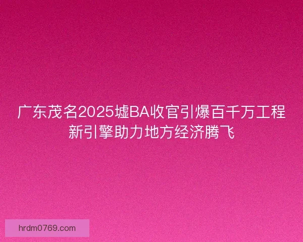 广东茂名2025墟BA收官引爆百千万工程新引擎助力地方经济腾飞