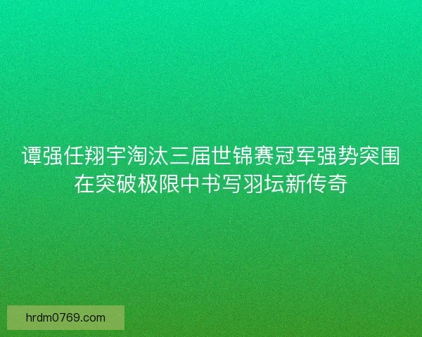 谭强任翔宇淘汰三届世锦赛冠军强势突围在突破极限中书写羽坛新传奇