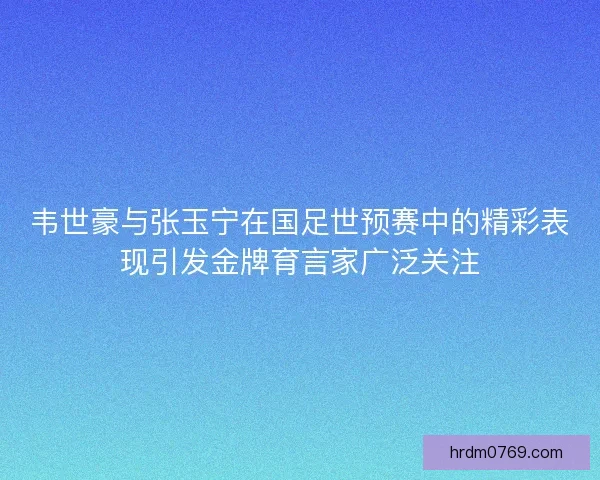 韦世豪与张玉宁在国足世预赛中的精彩表现引发金牌育言家广泛关注